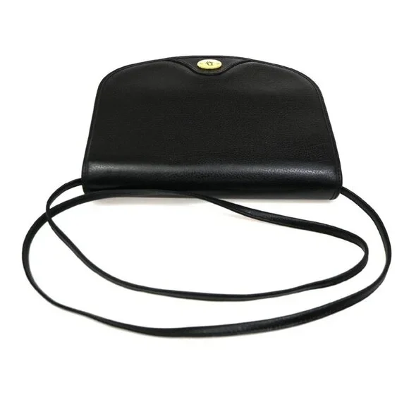 CHRISTIAN DIOR Logo Honey Comb Mini Shoulder Bag PVC Leather Black